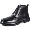 LMLTOP Stivaletti da Uomo Tacco Largo Indossabile Derby Brogue Intagliato Punta Win Zip Laterale Pelle vegana Lavoro Elegante (Color : Black Lined, Size : 42 EU)