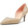 NobleOnly Donna Spillo Medio Tacco Heel a Punta Pumps Two-Piece Slip-on da Matrimonio Sexy 6 CM Heels Beige 38 EU