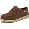 TRULAND Scarpe Mocassino Casual da Donna - Scarpe Oxford Piatte in Pelle Scamosciata con Lacci Wallabees, Caff, 40.5 EU