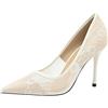 GeRRiT Décolleté da Donna Décolleté con Tacco a Gattino Décolleté a Punta Eleganti Tacchi a Spillo Scarpe da Sposa Classiche in Pizzo 9 cm (Color : White, Size : 36 EU)