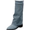Generic Stivali Donna Invernali Autunnali, Texani Cowboy Stivaletti Alti, Stivali al Ginocchio Donna, Stivaletti con Tacco Punta, Stivaletto Wide Fit con Plateau, Fold Over Boots Marroni