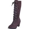 Generisch Stivali Retro Up Tacchi Scarpe Pizzo Casual Vintage Spessi Stivali Da Donna Donna Scarpe Da Donna