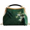 Anopo Pochette e Clutch Ricamate per Donna con Frange Verde Scuro