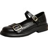 Lroey Reoly Scarpe Mary Jane da Donna con Tacco Largo, Pompe a Basso Tacco Punta Rotonda Fibbia Quotidiana Scarpe retrò Scarpe da Festa Xyayph Nero Numero 38 EU