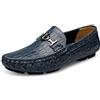 Asifn Mocassini Casual Invernali Piatti Incrociati da Uomo Scarpe Barca Classiche in Pelle Guida Passeggio（Blu,49/50 EU,50 Taglia del Marchio