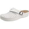 Fly Flot Ciabatta Donna con Tomaia e Sottopelle in Pelle, Cinturino Regolabile, Sottopiede Antishock, Sandali, Bianco, 39 EU