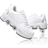 LDRFSE Skate Roulette Ragazza Sneakers Roller Scarpe Da Skateboard Scarpe Da Ginnastica con Ruote Sport Ginnastica Moda Multiuso Kick Roller Shoe per ragazzi Ragazze, bianco, 34 EU