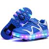 KOWO Scarpe LED,Scarpe da Skateboard a LED Light-UP,per Ragazze Unisex per Bambini,Ruote Doppie Singole,Luce 7 Colore Ricaricabili USB,Scarpe da Cross Sportive All'aperto
