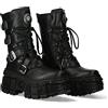 New Rock Stivali Donna Piattaforma Fibbie Cerniera Nero TANK Metallic Collection Black Woman Boots M.WALL373-S5
