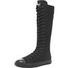 Jamron Ragazze Donna Moda Ginocchio Alta Allacciare Tela Stivali Puro Bianco Nero Zip Stivali di Danza