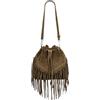 Modarno Borsa a Secchiello in Pelle Scamosciata con Frangia 26x13x26 cm
