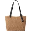 Striegro Borsa tote in paglia, borse spaziose in paglia da donna - Borsa a tracolla estiva tessuto con cinturino pelle e tasca interna con cerniera per viaggi, vacanze, nera.