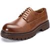 Allthemen Derby Uomo Stringate Business Eleganti Scarpe Brogue Basse Vintage PU Oxford Lace Classiche Marrone 41