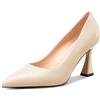 NobleOnly Donna Medio Tacco Heel Slip-on Chiusa a Punta Classico Dress Pumps Casual Ufficio Estate Scarpe 8.5 CM Heels Beige 37 EU