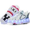 Mateju Scarpe con Rotelle Bambino Bambina Sportive Scarpe da Skateboard, Rotelle a Scomparsa Skateboard Sneakers Scarpe da Ginnastica da Pattini per Uomo Donna 33 EU Bianco