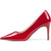 Zhabtuc Décolleté Stiletto in Pelle Verniciata, Punta Chiusa, Tacco 8 cm per Sposa & Ballo, Rosso, 37 EU