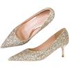 WBITJDK Gattini Tacco Heel A Punta con Paillettes Décolleté Donna Scarpe col Tacco Donna 6cm da Matrimonio Ufficio Feste Sexy Scarpe (Oro,36)