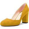 Castamere Donna Chunky Blocco Alto High Tacco Heel Rotonda Punta Pumps Slip-on Ufficio Feste Dress 8.5 CM Heels Scarpe Giallo 36 EU