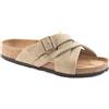 Birkenstock Lugano 1022779 Faded Khaki Ciabatte Uomo Fibbia Pelle 43