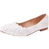 Jamron Donna Elegante Fiore Pizzo Perle Scarpe da Sposa Pumps Suola Morbida Ballerine a Punta