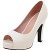 Lroey Reoly Décolleté con Tacco Largo da Donna, Pompe al Tallone Alto Peep Toe Senza Chiusura Vestito Pumps con Plateau Semplici Hcpcyv Bianco Numero 32 EU