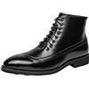 generisch Scarpe in pelle da uomo Nero Business - Alto Top in pelle stivaletti da uomo in pizzo stivali classici con lacci eleganti scarpe Oxford tacco basso scarpe casual, Nero , 39 EU
