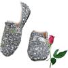 POIOZXD Scarpe basse da donna con paillettes, con strass, a punta, comode, senza lacci, eleganti, con tacco basso, per lavoro, matrimonio, balletto