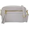 Mauro Pelletteria Borsa tracolla donna in Vera Pelle Made in Italy con Cerniera e Tracolla Regolabile, Modello Joy, Bianco