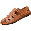 Generic Sandali da uomo estivi in pelle per la spiaggia, con punta chiusa, per piedi nudi, da viaggio, per le vacanze, da tempo libero, scarpe estive leggere, antiscivolo, da esterno, slip-on, comode scarpe
