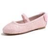 Feversole Girls Cute Dress,Ragazze Mary Jane Strap Scarpe Basse Ballerine da Principessa Scarpe da Scuola Piatte Rosa Pallido Glitter Elastico Cinturino Tacco Fiocco 33 EU