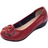 Jamron Donna Vera Pelle Scarpe Comode Suola Morbida Fiore Ballerine Tacco Basso a Zeppa Pumps Pantofole Borgogna SN070358 EU38.5