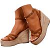 Générique Sandali da donna estivi comodi sandali con zeppa per donna, espadrillas, piattaforma e top. Punta aperta alla moda e versatile. Boemia Perla Pelle Scarpe