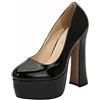 MUYEY Tacchi Alti da Donna, 14 CM Tacco Spesso Donna Slip on Décolleté A Spillo Scarpe con Punta Chiusa Scarpe con Plateau E Tacco Alto Taglie Forti Unisex,Nero,44 EU