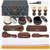 Jdomall Kit lustrascarpe,kit lucido da scarpe deluxe-Lucido da scarpe nero,marrone e neutro con pennelli,panno lucidante e altro-Regalo perfetto per il kit per la cura delle scarpe e degli stivali in pelle