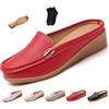 POIOZXD Mocassini piatti da donna in pelle senza lacci, comodi, traspiranti, con punta chiusa, zeppa, senza schienale, vestibilità larga, zoccoli in vera pelle morbida