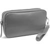 FAST WORLD SHOPPING - Borsello Uomo in Vera Pelle di Vitello Made in Italy, Pochette Uomo da Polso con Maniglia Removibile, Borsa a Mano Clutch Elegante per Stile Classico e Sportivo (Grigio)