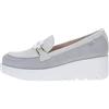 CALLAGHAN Scarpa Mocassino in Pelle e Tessuto, con Zeppa e Plateau - 32120 per: Donna, Bianco, 39 EU (Bianco, Sistema Taglie Calzature EU, Adulto, Numero, Media, 39)