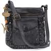 Catwalk Collection Handbags - Borsa a Tracolla Piccola in Pelle Intrecciata - Borsetta Donna - Borsa a Mano con Tracolla Regolabile - Simona - Nero