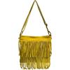 Modarno Borsa a tracolla con frange in camoscio - borsa tracolla donna in pelle scamosciata (Giallo)