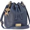 Catwalk Collection Handbags - Borsa a Tracolla con Coulisse in Pelle - Borsa a Secchiello da Donna - Rochelle - Blu