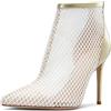 Castamere Scarpe col Tacco Donna Estate Maglia Traspirante Polacchine Cerniera Sandali Tacco a Spillo 10CM Bianco Scarpe EU 37.5