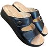 GRÜNLAND il benessere è naturale GRUNLAND ciabatte donna Comfort ecopelle FRESIA strappi con plantare estraibile DRY SOFT (blu lucido, 38, Sistema Taglie Calzature EU, Adulto, Donna, Numero, Media, 38)