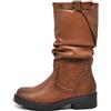 IF Fashion Stivali Stivaletti Biker Motociclista Arricciati Con Fibbia da Donna YL226 camel N.38