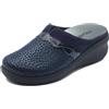 Melluso PD910 Noche Pantofole per Donna in Tessuto e Nabuk Blu Scuro con Sottopiede estrabile Zeppa/ (Taglia 37)