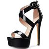 NobleOnly Donna Plateau Sandali Moda Cerniera Tacco a Spillo 15CM Piattaforma High Heels