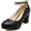 Bviennic Bride con Cinturino alla Caviglia Mary Jane Tacco A Blocco Pump Sposa Comfy Punta Rotonda Vestito Plateau Festa Formal Vestito Scarpe Nero Numero 35 EU
