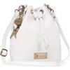 Catwalk Collection Handbags - Borsa a Tracolla con Coulisse in Pelle - Borsa a Secchiello da Donna - Rochelle - Bianco