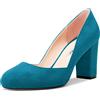 Castamere Donna Chunky Blocco Alto High Tacco Heel Rotonda Punta Pumps Slip-on Ufficio Feste Dress 8.5 CM Heels Scarpe Blu B 40 EU