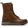 Infinity Leather FLY RAMI043 - Stivaletti Eleganti Casual in Pelle con Lacci, Cammello, da Donna