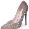 Zhabtuc Scarpe con Tacco Alto con Strass Eleganti, Strass Oro, 38.5 EU | Décolleté, tacchi alti, scarpe da donna a punta, tacchi a spillo, scintillanti, scarpe da sposa, occasioni formali, balli